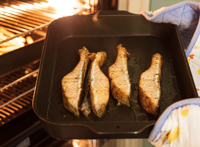 Baked fish fillets fresh from the oven